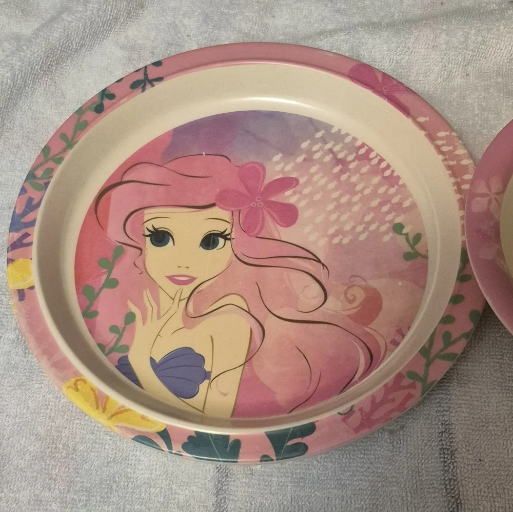 Disney Princess Kids Bamboo Dish Set Plate Bowl Cup Ariel Cinderella Toddler